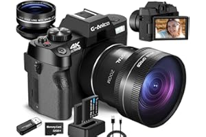 G-ANICA Appareil Photo numérique 4K pour la Photographie vlogging 48mp pour Youtube avec WiFi Compact à écran pivotant 180° avec Flash Appareil Photo de Voyage Zoom numérique