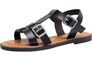 Ahannie Sandales Bout Ouvert Fille, Sandale À Lanières Mixte Enfant,Sandale Plates Fille Chaussures