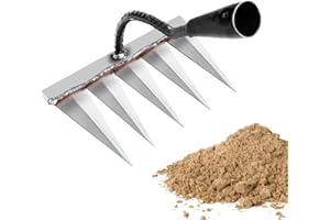 TIOHEAM Jardin, 5/6/7 Dents Râteau Déchaumeur, Jardin en Métal Robuste , Désherbage , Outil Désherbage, pour Déchaumage, Désherbage, Superficie, Râteau À Roche Et Gravier