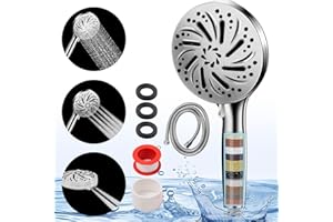 Cexovo Słuchawka Prysznicowa Prysznic Wysokociśnieniowy Wysokociśnieniowa Głowica Prysznicowa z Filtrem do twardej wody z 10 trybami Głowica Prysznicowa z Wężem 1,5 m