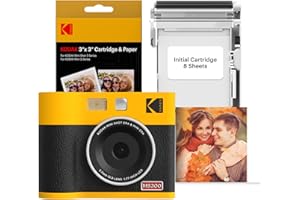 KODAK Mini Shot 3 ERA 4PASS 2-in-1 Instant Camera and Photo Printer (3x3 inches), Initial 8 Sheets + 60 Sheet Pack Bundle, Yellow