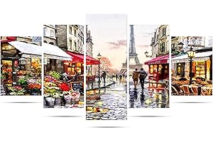 TAOPE Diamant Peinture 5Pack, DIY Broderie Diamant Chat Bricolage Strass Collé Broderie Point de Croix Complet Strass de Broderie Diamant Kit pour Décoration Murale de Salon -Tour Eiffel