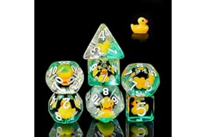 cusdie 7-Die DND Dice, Polyhedral Dice Set Filled with Animal, for Role Playing Game Dungeons and Dragons D&D Dice (Yellow Duck)