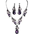 Gehney JN11 Fancy Gemstone Jewellery Set for Women - Perfect Gifts for Women - 2pcs Necklace Set with Choker & Earrings For Girls - Ideal Necklace for Women - Stunning Statement Jewellery