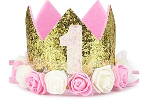 Birthday Crown Sash Birthday Crown Gold Birthday Tiara Crown Women Girls Birthday Tiara for Happy Birthday Party Accessories, Favours, Decorations