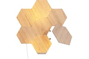 Nanoleaf Elements Starter Kit, 7 Esagoni Luminosi LED Effetto Legno Smart - Applique da Parete Interno Modulari, Luci Led Dimmerabile WiFi, Funziona con Alexa, Sincronia Musicale, Decorazioni Casa