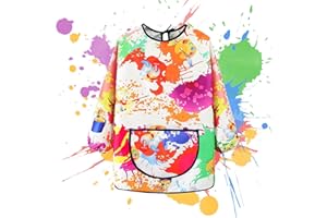 Norhogo Fartuch malarski dla dzieci, wodoodporny fartuch malarski, fartuch z rękawami, regulowany fartuch kuchenny z rękawami, do malowania i majsterkowania, pieczenia, gotowania, dla dziewcząt i