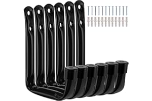 Mexgcom Garagen Wandhaken, 6 Stück Utility Haken zum Aufhängen von strapazierfähigen Gegenständen, Garage Haken für Gartengeräte, Sportgeräten, Schlauch, Schwarz, 11,5 cm x 9 cm