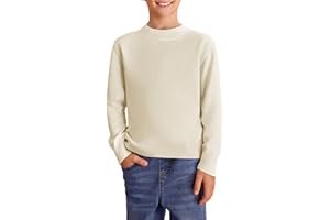 Haloumoning Jersey para niños de cuello redondo de manga larga jersey de punto suave ligero básico suéter liso casual sudadera
