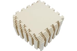 Yostrong® EVA Gomma Tappeto Gioco Bambini Per Puzzle | Tappetino Fitness Palestra, 25 Pezzi. Beige. YOC-Jb25N