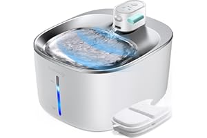 FEELNEEDY Fontanella per Gatti Senza Fili a Batteria con Sensore di Movimento 4L Fontana D'acqua Cani con Pila 4000mAh Ricaricabile Distributore Silenzioso Abbeveratoio con Vassoio in Acciaio