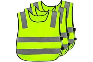 twirush 3 Stück Warnweste Kinder Sicherheitsweste (3-12 Jahre), Hochsichtbare Reflektorweste in Gelb, Reflektorweste in Warnweste Fahrrad Kind, für bessere Sichtbarkeit bei Tag und Nacht