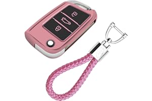 KASER Funda Carcasa Llave Coche Silicona TPU Compatible para Volkswagen VW Golf MK7 Seat Ibiza Leon Skoda Octavia Llaveros Cover Protección Mando a Distancia (Rosa)
