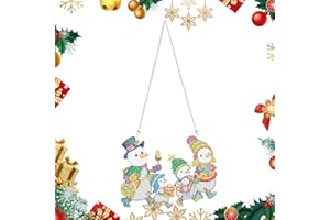 CRETVESTSAR Christmas Diamond Art Painting Pendant DIY Snowman Rhinestone Painting Hanging Ornaments 5D Xmas Art Full Drill Pendant Kit with Chain for Home Garden Office Door Wall Window Tree Decoration (C)