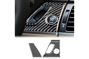 KUNGKIC Tapa de marco de fibra de carbono para coche, interruptor de encendido para interiores, compatible con BMW X5 E70 2006-2013 X6 E71 2008-2014 accesorios (negro)