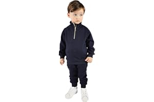 DreamBuy Chándal con forro polar para niños, 2 piezas, chándal para niños y niñas, algodón acanalado