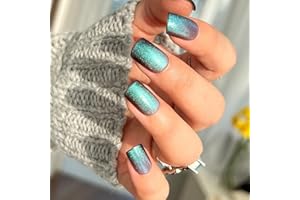 RUNRAYAY Cat Eyes Style Fake Nails Tips, French Tip Press on Nails Short, Square False Nails mit Design Full Cover Acryl Nagels für Frauen und Mädchen Finger Manicure 24 Pcs