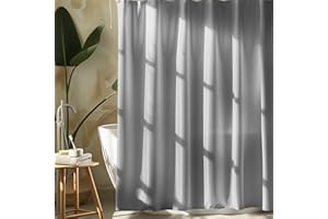 PAMEIL Tenda Doccia, tenda da bagno, realizzato in tessuto tessile di poliestere, Tenda da bagno resistente antimuffa, impermeabile e lavabile con anello (grigio chiaro, 120L x 180A cm (1 Pannelli))