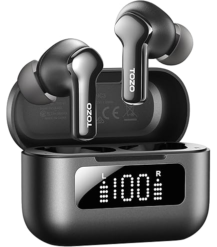 thumbnail image 2 of TOZO T20 Wireless Earbuds – Bluetooth 5.3, Noise Cancelling, IPX8 Waterproof, Wireless Charging Case – Onyx Black 2 of 3