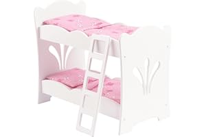 KidKraft Lil' Doll Lit Poupon en Bois, Lit Superposé Poupée en Bois, Berceau de Poupée Bébé, Accessoire Poupon, Jouet Enfant dès 3 Ans, 60130