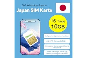 MEWFI Japan SIM-Karte – Prepaid Daten-SIM für Reisen nach Japan, 3-in-1 SIM-Karte – 4G Netz, Keine Anrufe/SMS, Nutzung von Google, Instagram, Whatsapp