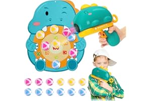 NHYDZSZ Jeu de tir au Pistolet Dinosaure, Jeu Cible pour Enfants avec Plateau de Fléchettes, 12 Balles Collantes, Jouet de tir de Dinosaures pour Enfants, Cadeau d'anniversaire pour Garçons Filles 6 + Ans