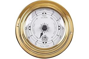 Colcolo Horloge de Marée, Horloge Nautique Murale à Suspendre, Instrument de Navigation, Station Météo, Décoration Océanique, Marées Hautes et Basses Silencieuses pour Intérieur et Extérieur