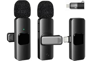BYBRUTEK Wireless Lavalier Microphone for Type-C Android, iPhone, Video Recording, Podcast, Lapel Mini Microphone with USB C to Lightning Adapter