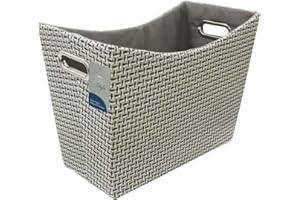 JVL Silva Fabric Magazine Holder with Inset Handles, Grey
