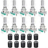 RUNCCI-YUN 10 Set EC11 360 Grad Drehgeber,5-Pin EC11 Audio Digital Potentiometer,Rotary Encoder Modul mit Schalter und Drehkn