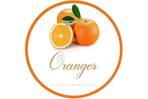 30x Oranges - Lot d'étiquettes autocollantes rondes pour la cuisine, diamètre 50mm, faciles à décoller, idéales pour l'étiquetage de vos pots de confitures et bocaux fait maison - Mon Bio Jardin