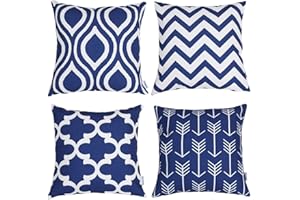 TIDWIACE TIDWEIACE Juego de 4 Azul Funda de Cojine 50 X 50 cm - Throw Cojín Decoración Lino Almohada Caso de la Cubierta Decorativo para Sala de Estar sofás