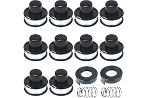 MOCOLI RS-136-BKP / A6226-XJ Bobine Compatibili con Tagliaerba Automatica AUFTIPP GL250/GL310/GL360 Nero, 10 Bobine di Ricambio + 2 Manicotti a Bobina + 2 Molle