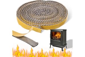 THEIUAOQWE 10mm×3mm×3m Stove Rope Fire Rope for Wood Burning Stove Oven Door Seal Sealing Flat Tape Insulating Sealing Tape for Sealing Furnace Pipes, Fireplace Doors and Oven Doors