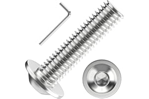 Valorada M6 Bolts, M6 x 25mm Flanged Button Head Socket Cap Screw Bolts, Allen Socket Drive, Stainless Steel 304, Full Thread, with Hex Spanner, Pack of 20