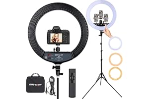 EOTO LIGHT Upgraded 18 inch LED Ring Light with Tripod Stand, Selfie Ring Light with Touch Panel for Makeup Studio Portrait YouTube Vlog Video Shooting with Carrying Bag and Remote Controller, CRI>90
