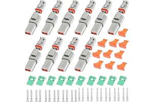 ASOFTY 10 Pezzi Kit Connettori DT, 2 Pin Auto Connettore DT, Impermeabile Connettore Elettrico, Deutsch Connettore Set per Auto, Camion e Moto