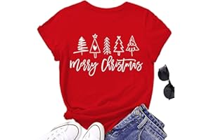 SUWATOIN Christmas T Shirts Women Merry Christmas Tree Tee Shirt Gifts Tops