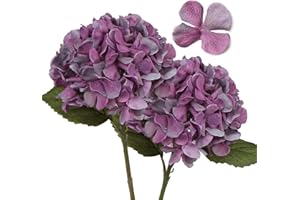 ‎HOLLYONE Hollyone 2 STK Hortensien Kunstblumen Violett, Ø 19cm Künstliche Blumen Wie Echt für Brauthochzeitssträuße, Haus, Büro, Hotel, Partydekoration, Mittelstücke, Blumenarrangements