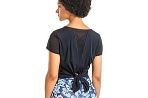 CRZ YOGA Mujer Manga Corta Malla Top Ropa de Deportiva Camiseta