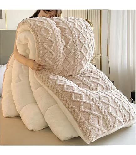Couette Polaire Double Face Épaisse Et Chaude En Velours D'Agneau Et Cachemire - Parfaite Pour L'Hiver (Blue,1.5x2m)