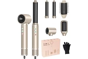 ATOPSKINS 5 in 1 Air Styler Set, 320 Million Ionic Magic Styler, 110000 RPM High Speed Hair Dryer, Hot Air Brush Set with Air Curling Wand, Thermal Brush, Hair Straighteners, Volumizer, for All Hair Types