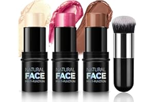 NewBang 3Pcs Contour Highlighter Stick Cream Blush for Cheeks Eyes Lips Lightweight Dewy Finish Bronzer Waterproof Long Lasting Contour Stick Trio Wand Face Makeup Set for Girls and Women -B