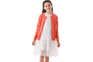 SMILING PINKER Ragazze Cardigan Basic Bambini Cardigan Manica Lunga Scuola Maglieria