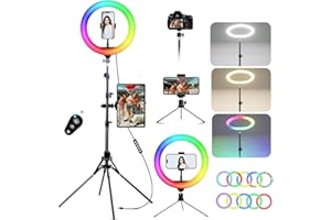 KOSCHEAL 12 Zoll Ringlicht mit Stativ,Tisch LED Ring Light Kamera Handystativhalter mit ringlicht, 2800-6500K,40 RGB-Modi für Selfie,Tik Tok Vlog,YouTube, Makeup, Facebook Video