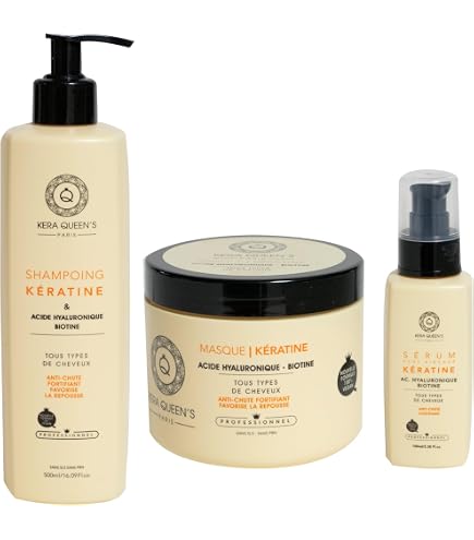 Kit Rituel Kératine & Huile D'Amla Kera Queen's - Shampoing + Masque + Sérum (1100ml)