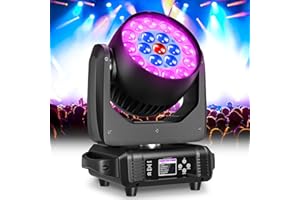 WZYBUTA 19x15W Moving Head Wash RGBW LED DMX Beam Wash Zoom Effekt Bühne Lichter Professionelle Fokussierung DJ Lichter für Weihnachten Disco Party und Nachtclub