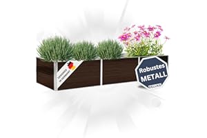 DELUKE Hochbeet für Garten OSKAR Braun | 240x80x45cm | Verzinkter Stahl | Wetterfest | Gartenbeet Kräuterbeet Blumenbeet Beet hoch Frühbeet für Garten Gemüsebeet