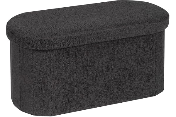 Bonlife Vikbar ottomansk förvaringslåda, ottomansk boucle-pall, sängändsförvaringsbänk, fotstöd för vardagsrum, sovrum, 76 x 38 x 38 cm