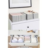 Pazar Kapısı 4 L&uuml; &Ccedil;ekmece D&uuml;zenleyici Organizer Dekoratif Sepet Hur&ccedil; (4 L&uuml; &Ccedil;ekmece &Ccedil;izgili)